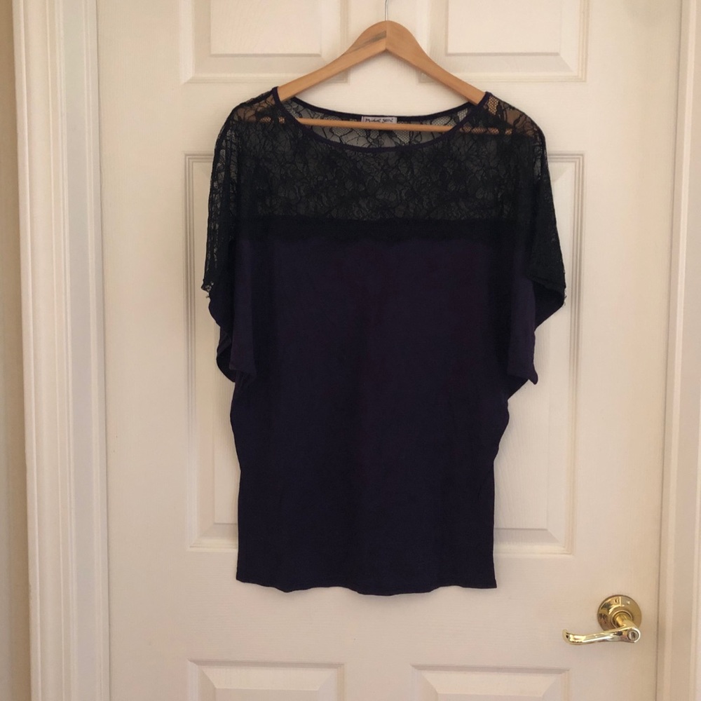 Michael Stars Lace tshirt purple and black